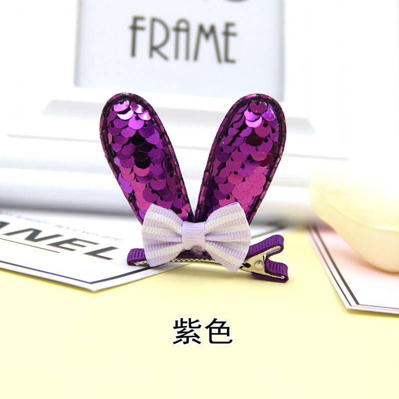 Wholesale Fish Scale Reversed 3D Bow Rabbit Ear Hair Clip